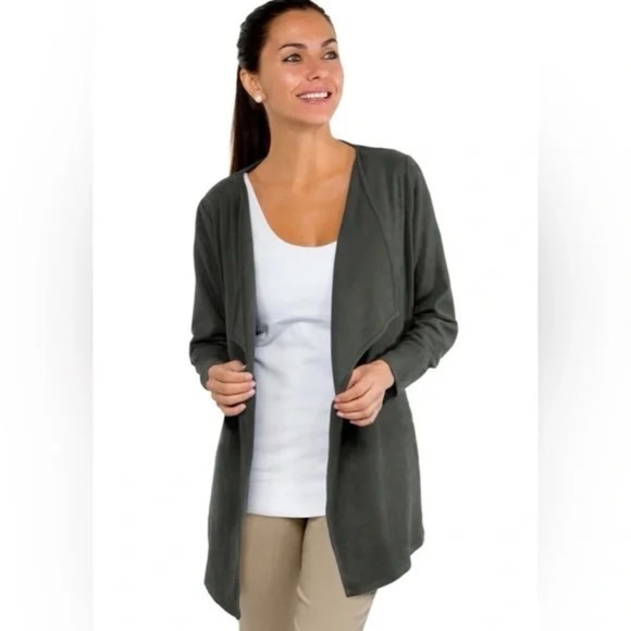 Gretchen Scott Designs Waterfall Cardigan Suede-look Open Front Size XL - Picture 9 of 9